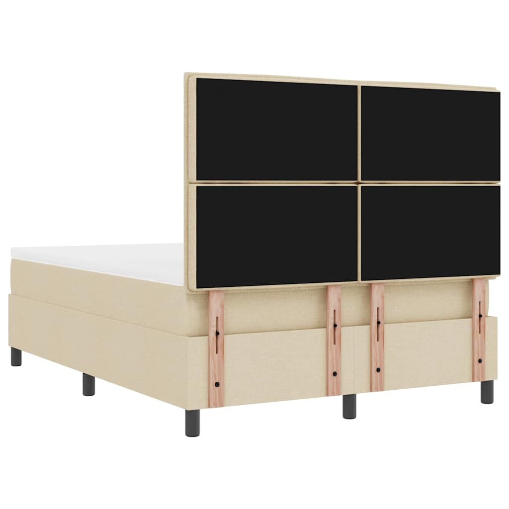 Pat cu arcuri cu saltea cu headboard Crem 160 x 200 cm țesătură GartenMobel Dekor