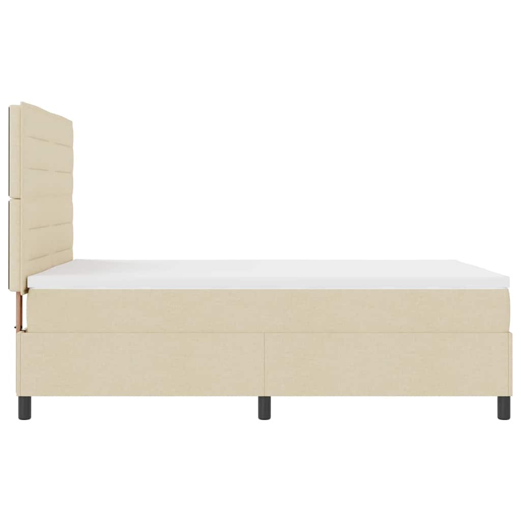 Pat cu arcuri cu saltea cu headboard Crem 160 x 200 cm țesătură GartenMobel Dekor