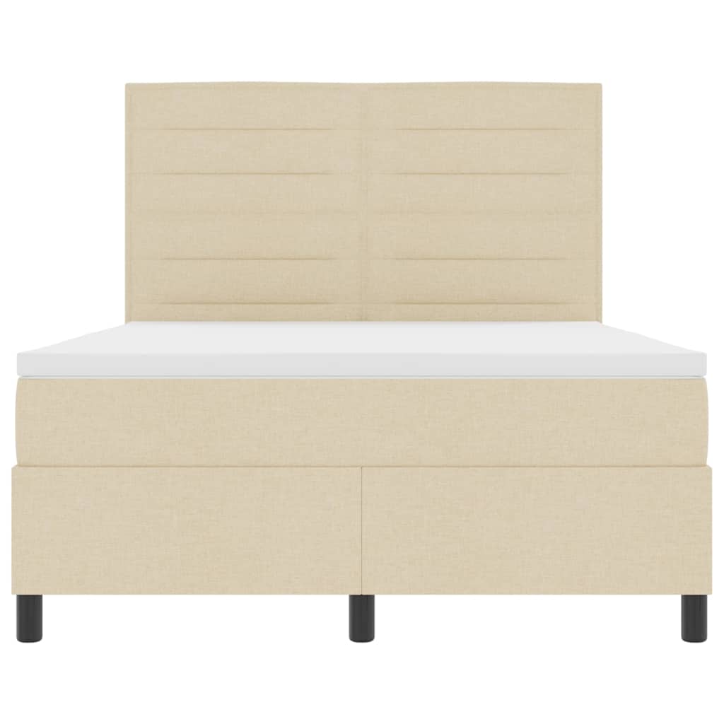 Pat cu arcuri cu saltea cu headboard Crem 160 x 200 cm țesătură GartenMobel Dekor
