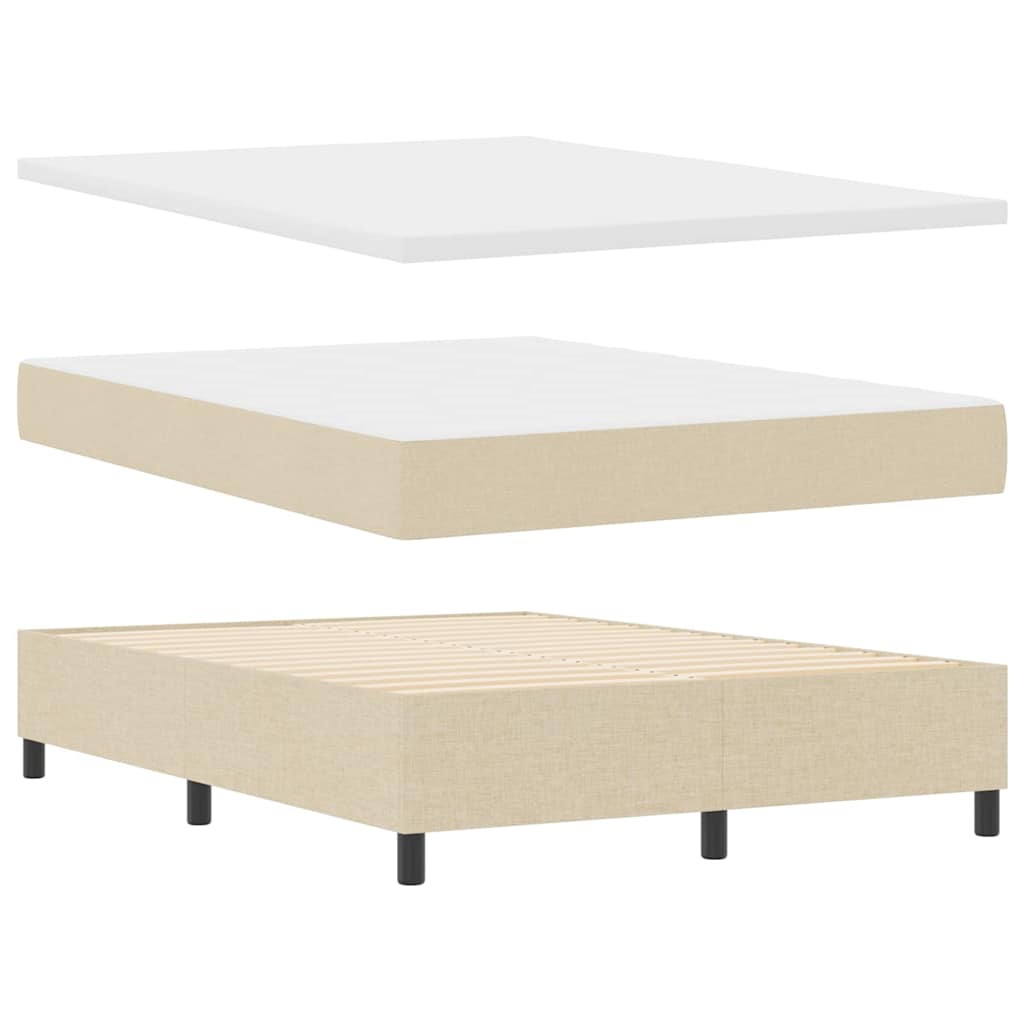 Pat cu arcuri cu saltea cu headboard Crem 160 x 200 cm țesătură GartenMobel Dekor