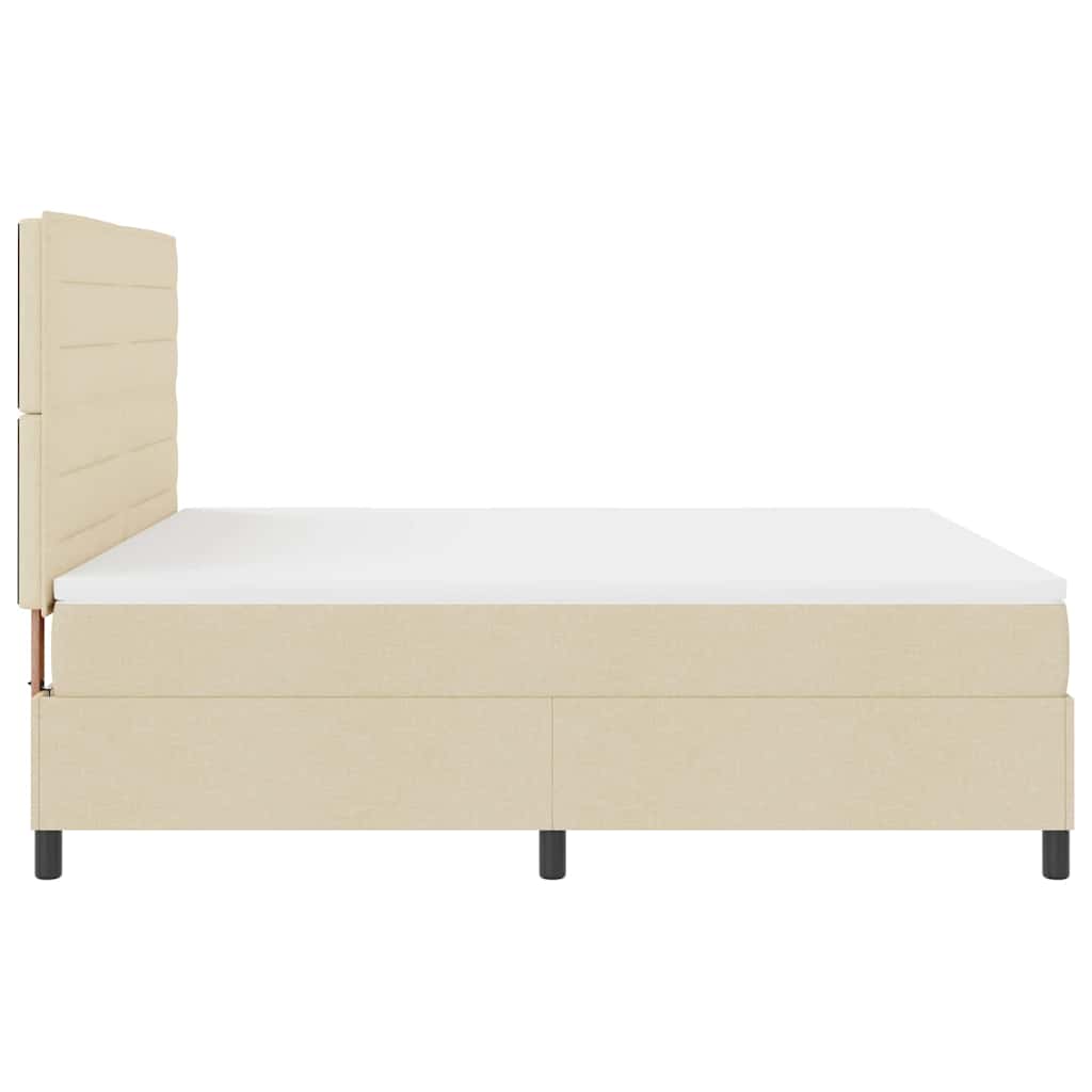 Pat cu arcuri cu saltea cu headboard Crem 180 x 200 cm țesătură GartenMobel Dekor