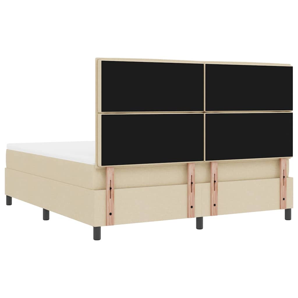 Pat cu arcuri cu saltea cu headboard Crem 180 x 200 cm țesătură GartenMobel Dekor