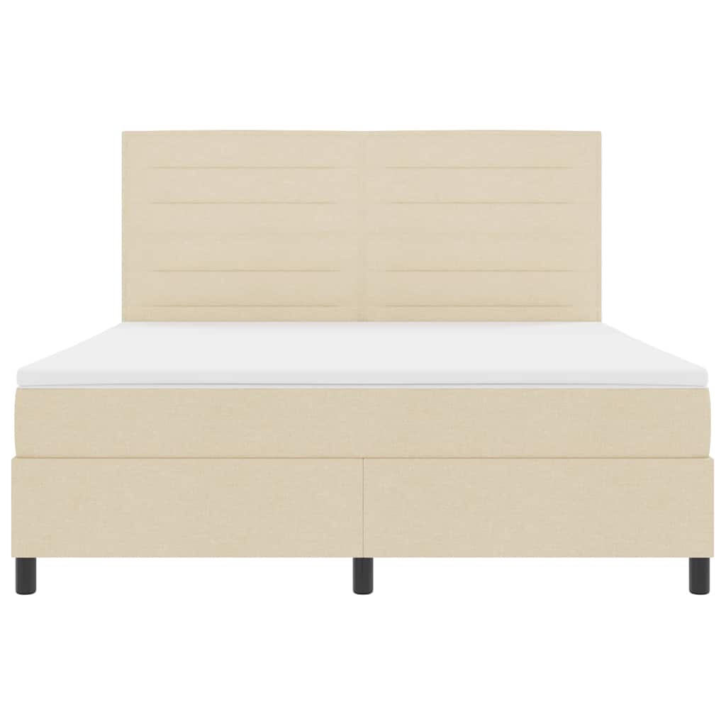Pat cu arcuri cu saltea cu headboard Crem 180 x 200 cm țesătură GartenMobel Dekor
