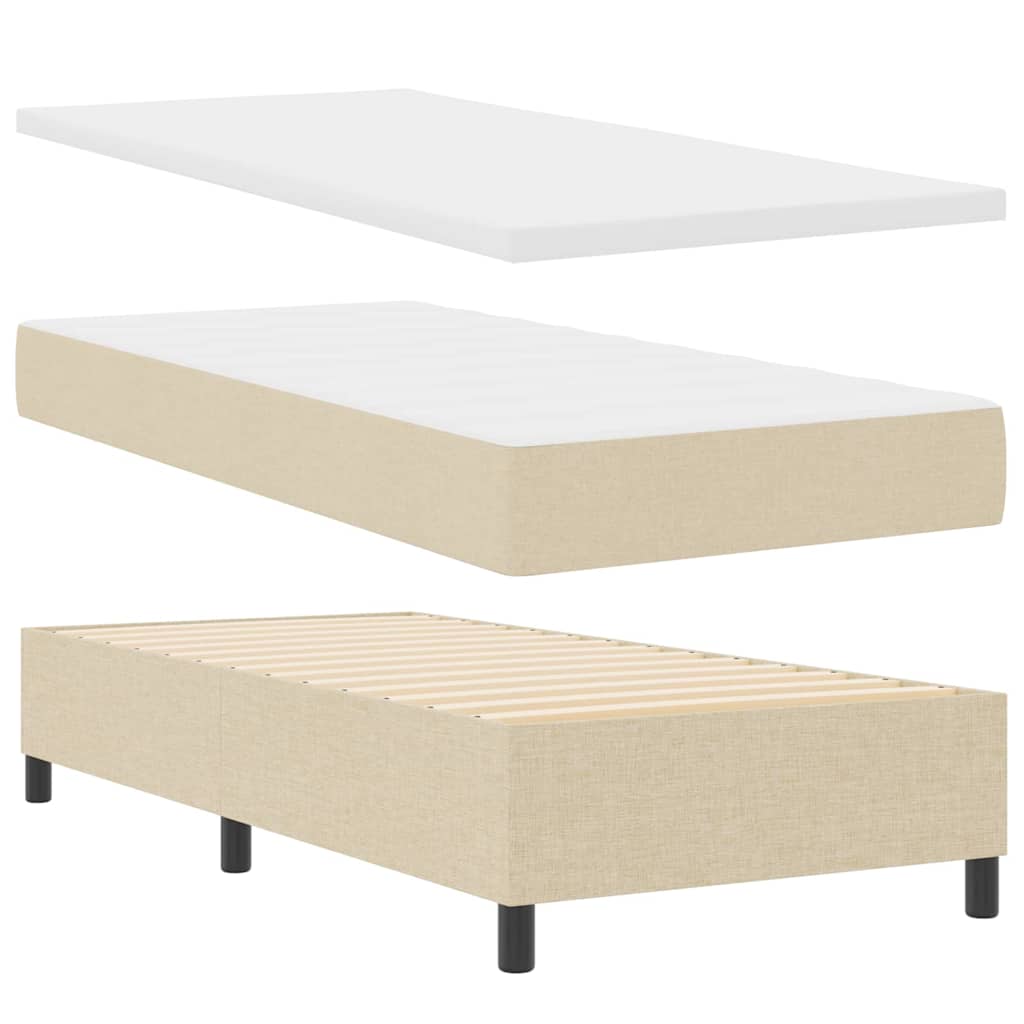 Pat cu arcuri cu saltea cu headboard Crem 80 x 200 cm țesătură GartenMobel Dekor