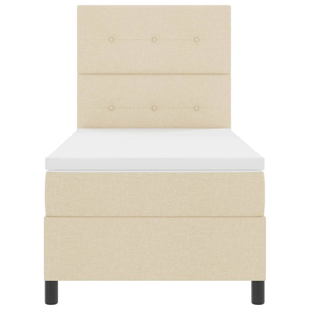 Pat cu arcuri cu saltea cu headboard Crem 90 x 190 cm țesătură GartenMobel Dekor