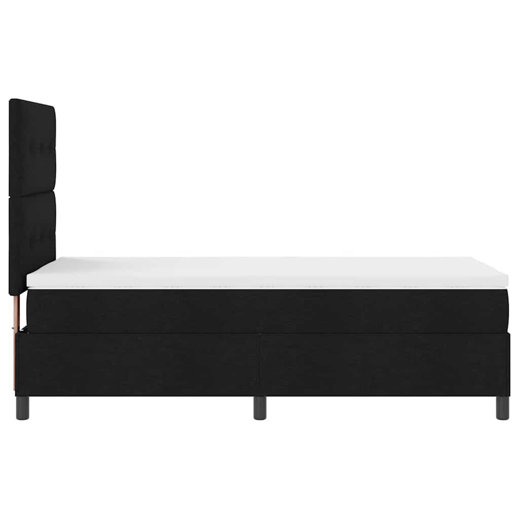 Pat cu arcuri cu saltea cu headboard Negru 80 x 200 cm țesătură GartenMobel Dekor