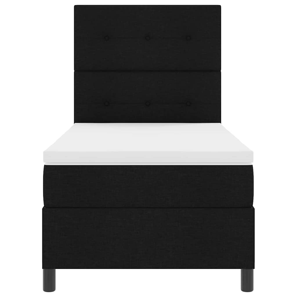 Pat cu arcuri cu saltea cu headboard Negru 80 x 200 cm țesătură GartenMobel Dekor