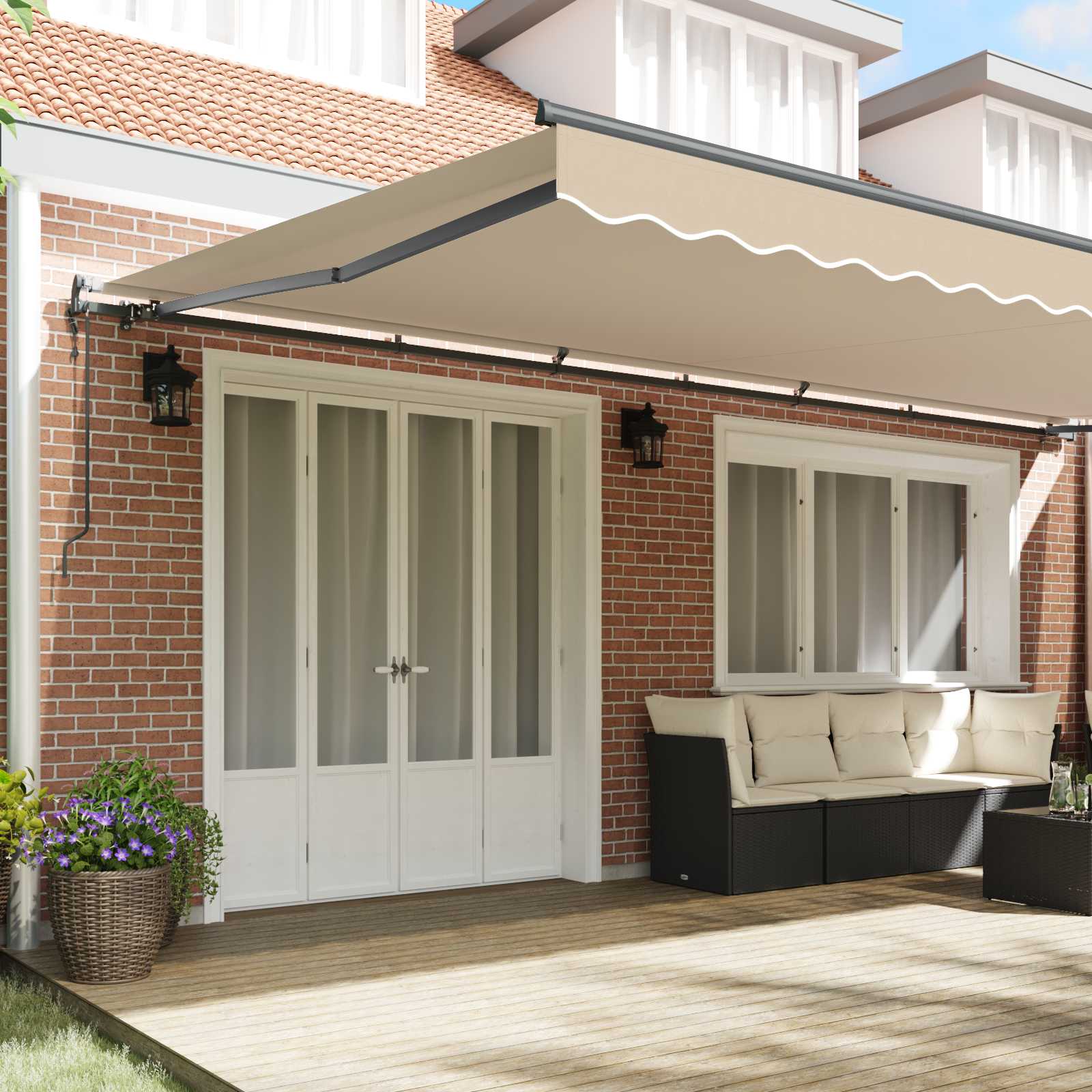 Cortina Retractabilă Bej 600 × 350 cm Țesătură și Aluminiu GartenMobel Dekor