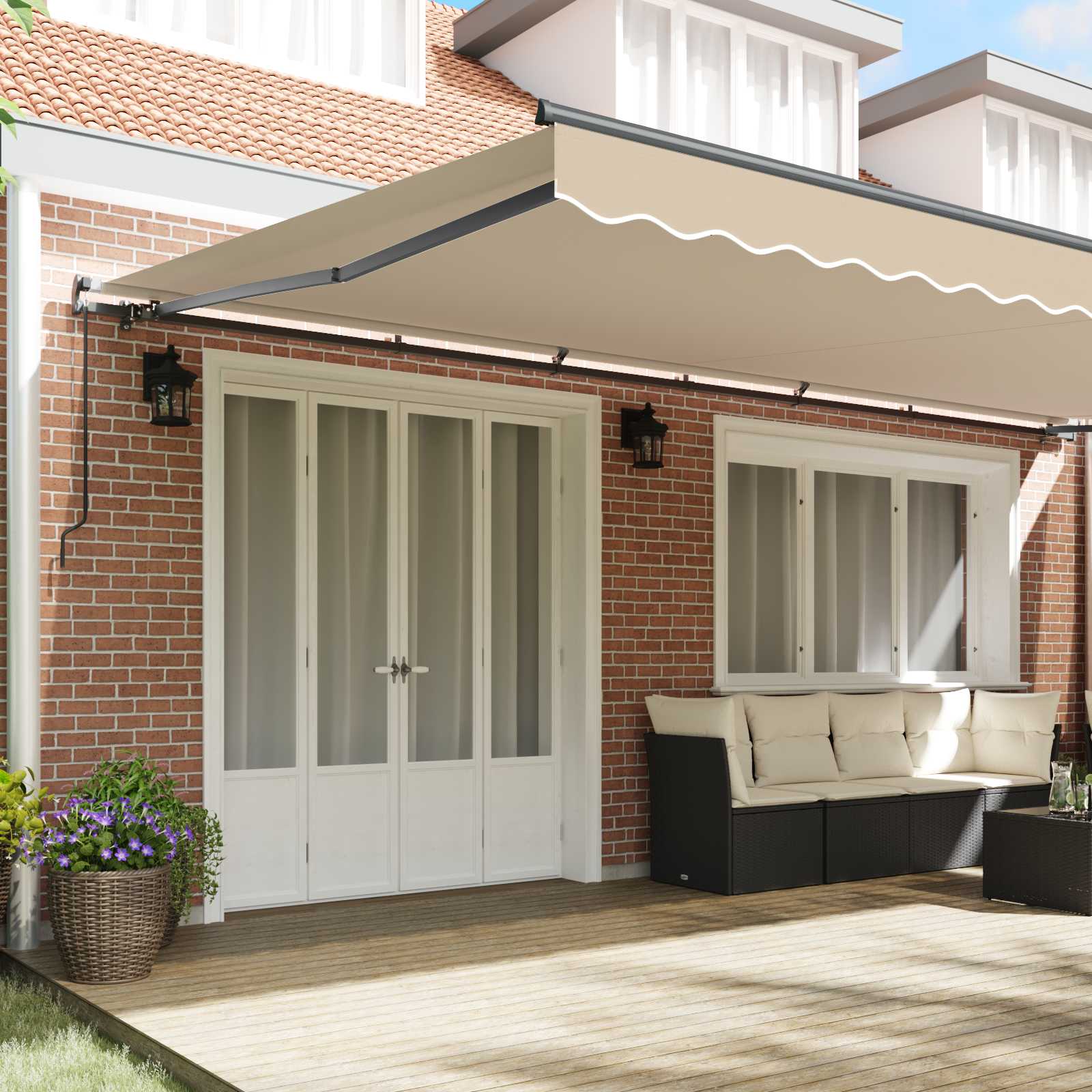 Cortina Retractabilă Manual Bej 600 × 350 cm Poliester și oțel GartenMobel Dekor