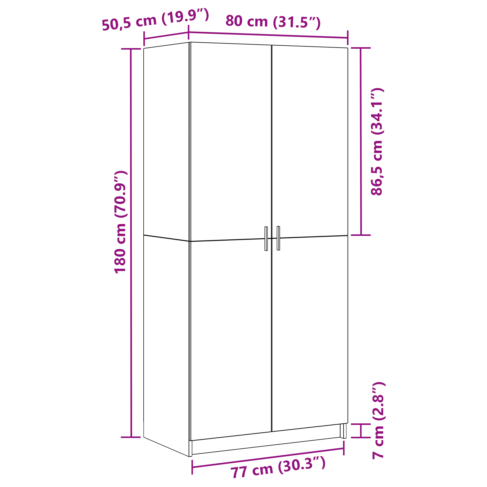 Dulap cu raft Stejar Negru 80 x 50,5 x 180 cm Lemn compozit GartenMobel Dekor
