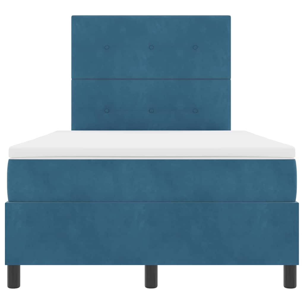 Pat cu arcuri cu saltea Albastru închis 120 x 200 cm Catifea GartenMobel Dekor