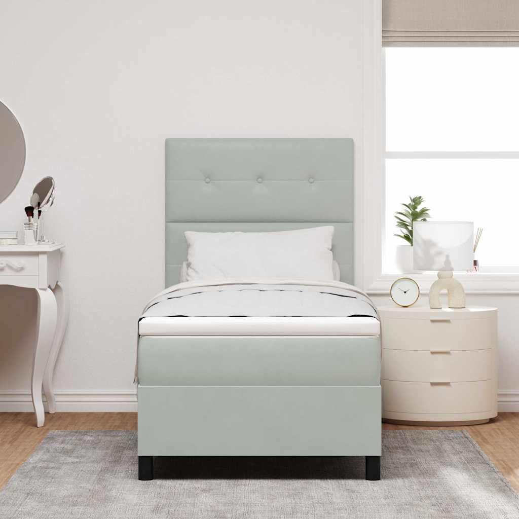 Pat cu arcuri cu saltea Gri deschis 100 x 200 cm Catifea GartenMobel Dekor