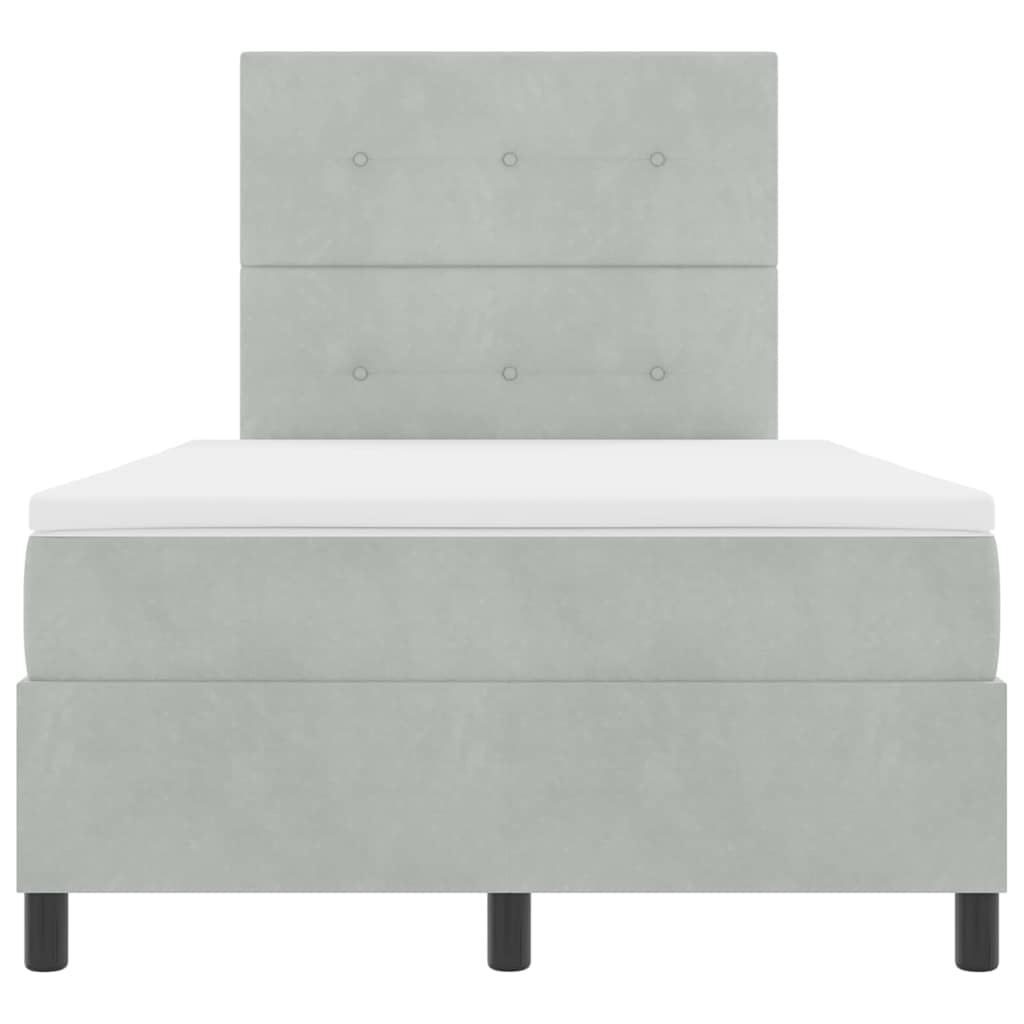 Pat cu arcuri cu saltea Gri deschis 120 x 200 cm Catifea GartenMobel Dekor