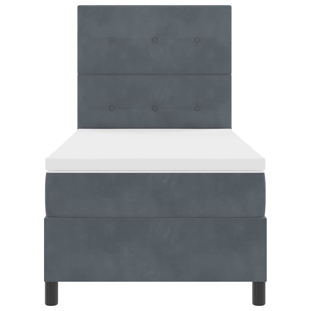 Pat cu arcuri cu saltea Gri închis 100 x 200 cm Catifea GartenMobel Dekor