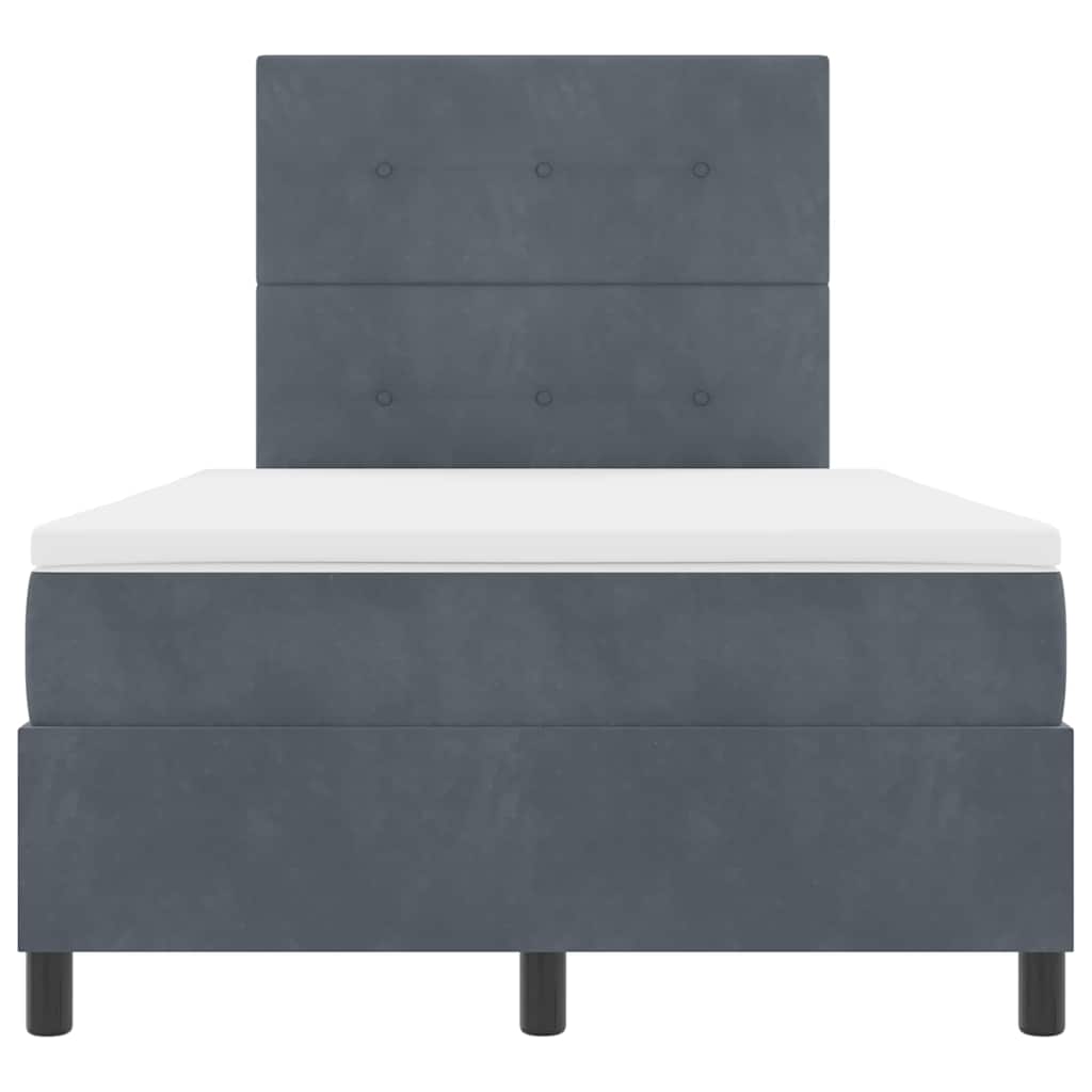 Pat cu arcuri cu saltea Gri închis 120 x 200 cm Catifea GartenMobel Dekor