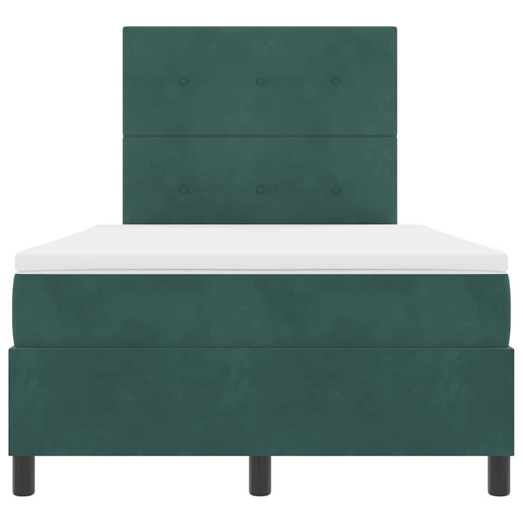 Pat cu arcuri cu saltea Verde închis 120 x 200 cm Catifea GartenMobel Dekor