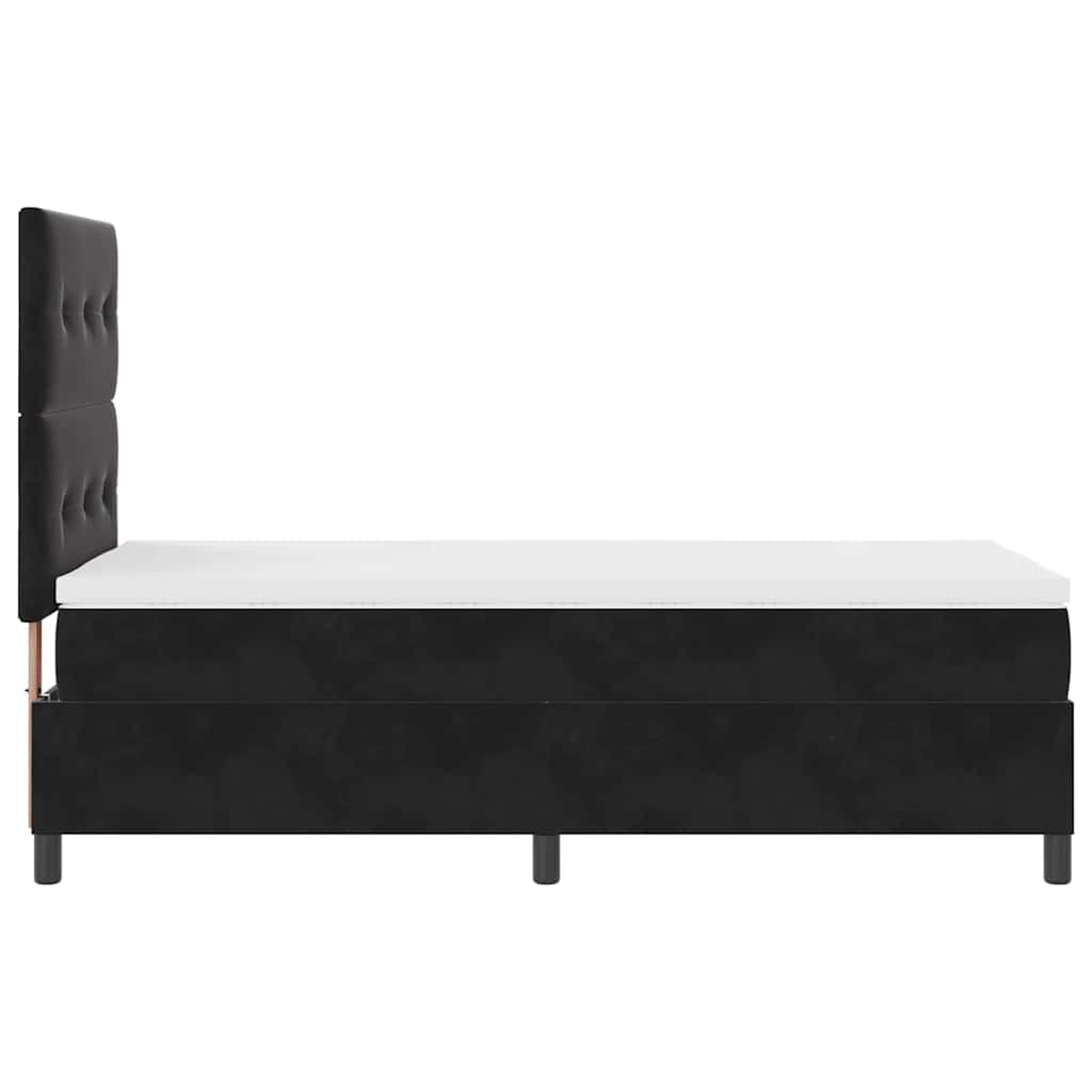 Pat cu arcuri cu saltea cu headboard Negru 100 x 200 cm Catifea GartenMobel Dekor