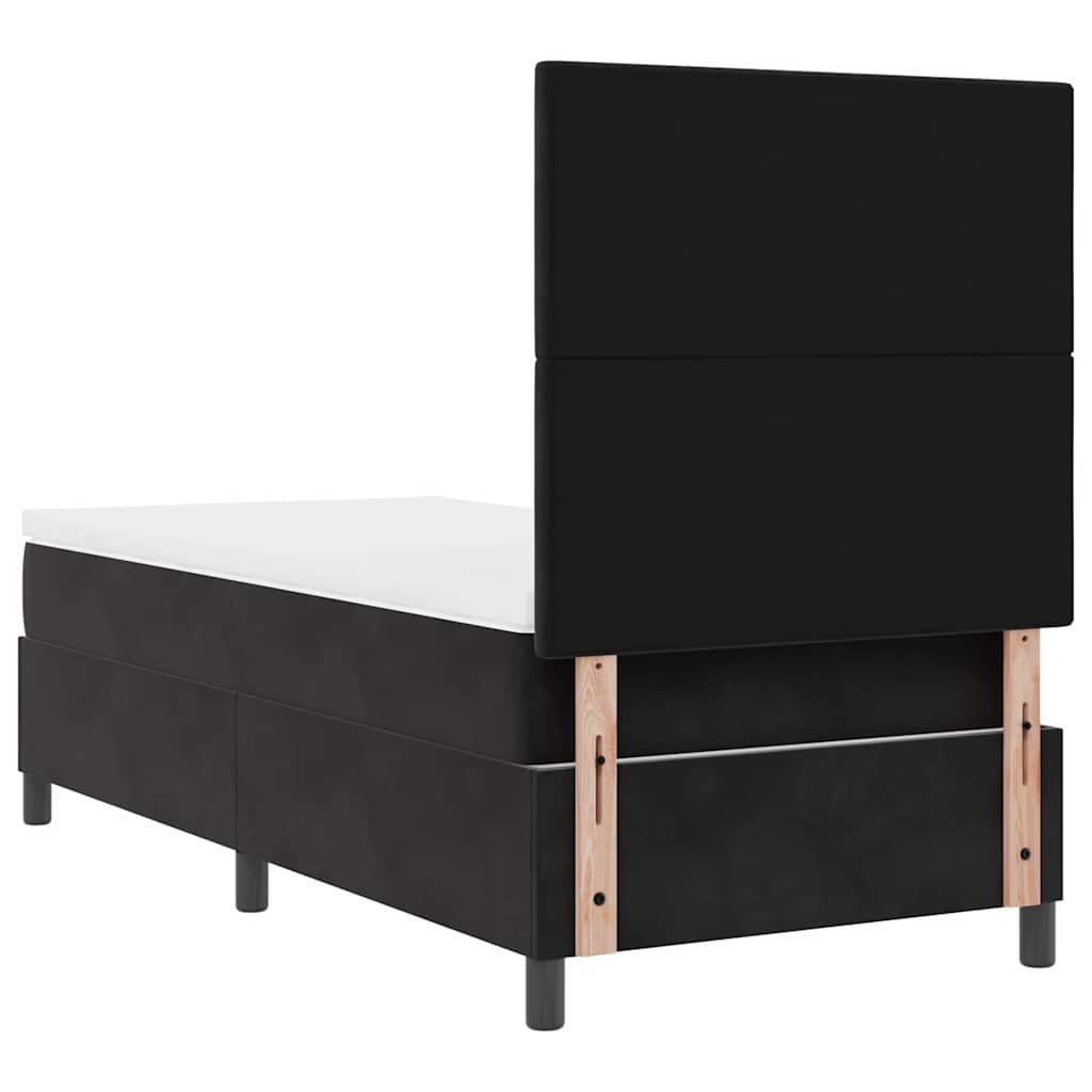 Pat cu arcuri cu saltea cu headboard Negru 100 x 200 cm Catifea GartenMobel Dekor