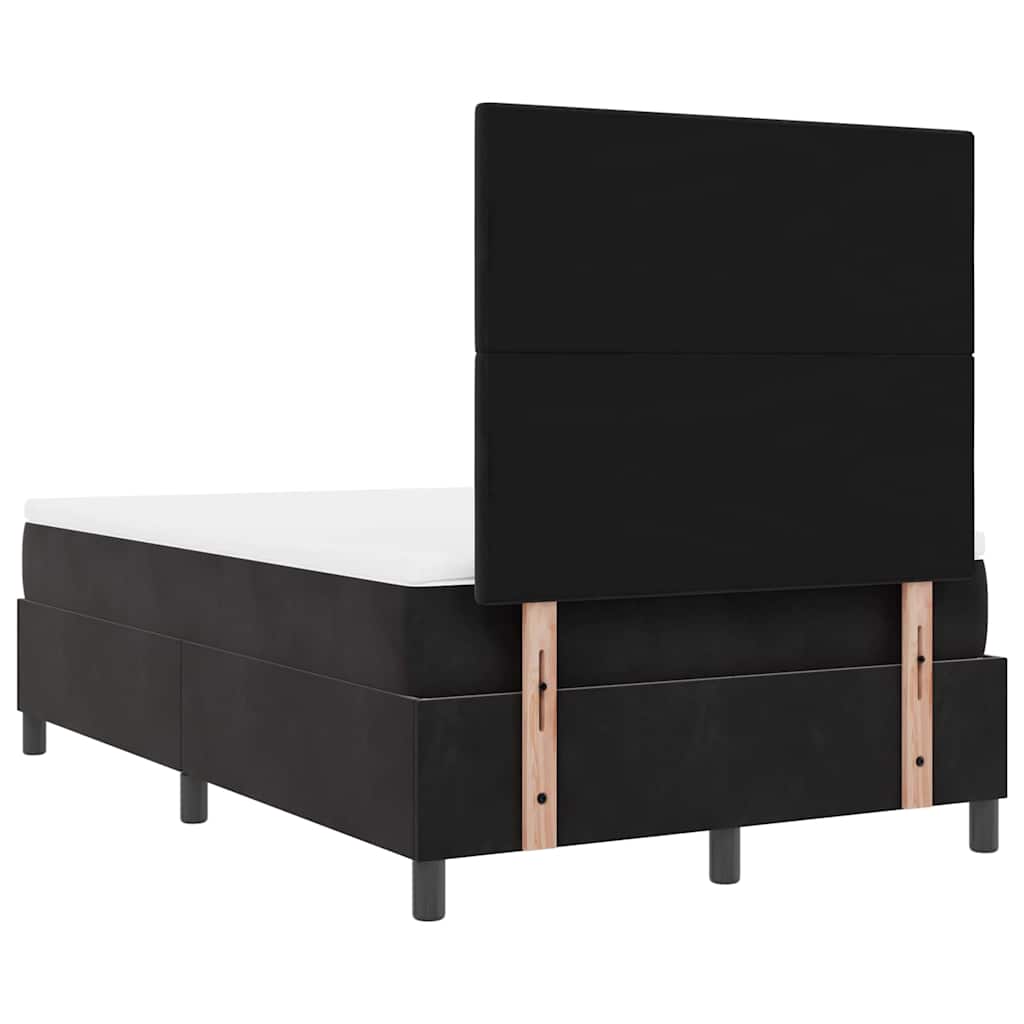 Pat cu arcuri cu saltea cu headboard Negru 120 x 200 cm Catifea GartenMobel Dekor