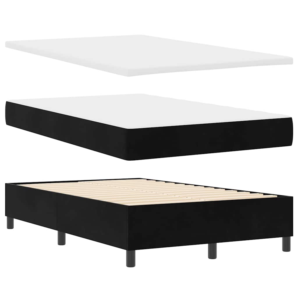 Pat cu arcuri cu saltea cu headboard Negru 120 x 200 cm Catifea GartenMobel Dekor