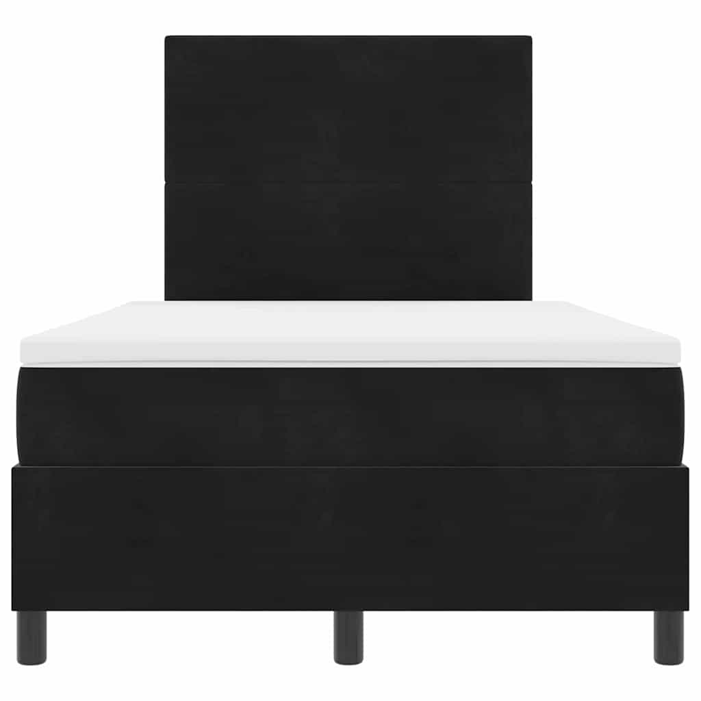 Pat cu arcuri cu saltea cu headboard Negru 120 x 200 cm Catifea GartenMobel Dekor