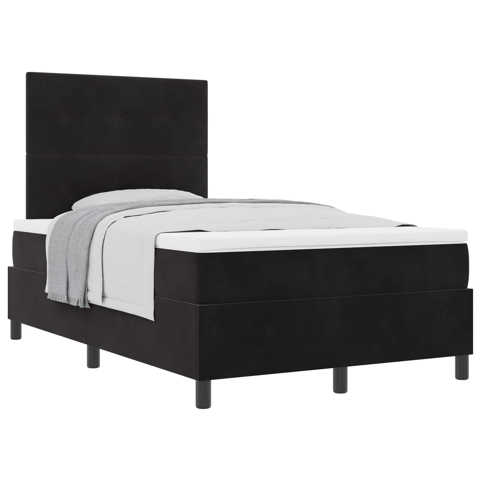 Pat cu arcuri cu saltea cu headboard Negru 120 x 200 cm Catifea GartenMobel Dekor