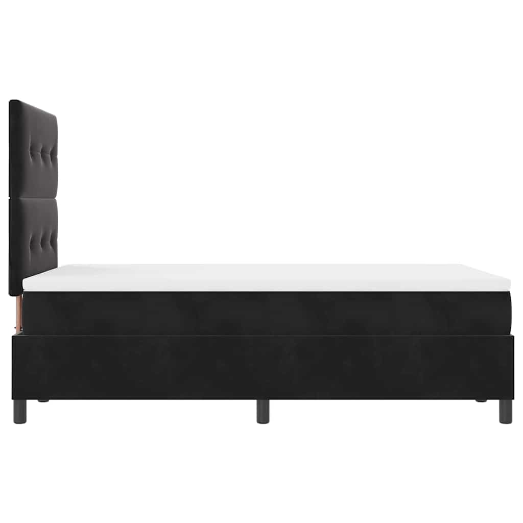 Pat cu arcuri cu saltea cu headboard Negru 120 x 200 cm Catifea GartenMobel Dekor