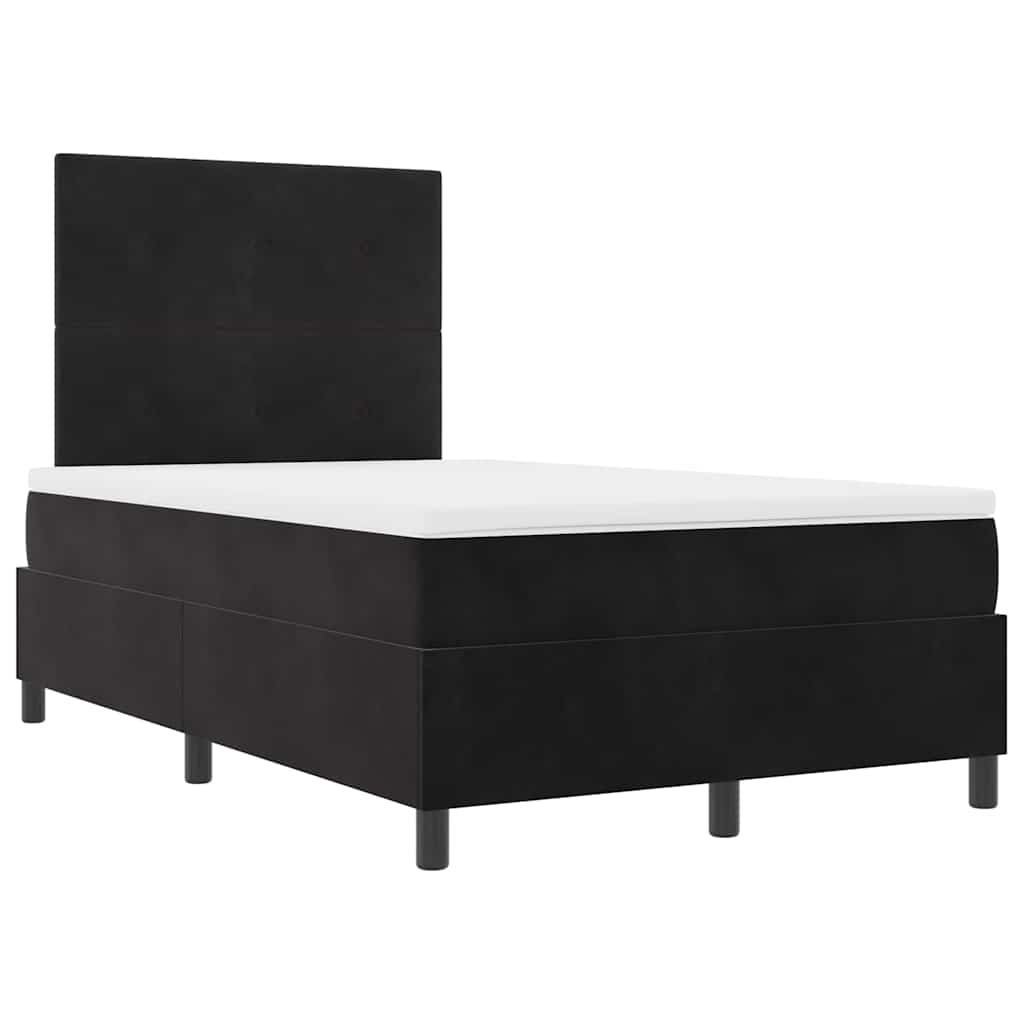 Pat cu arcuri cu saltea cu headboard Negru 120 x 200 cm Catifea GartenMobel Dekor