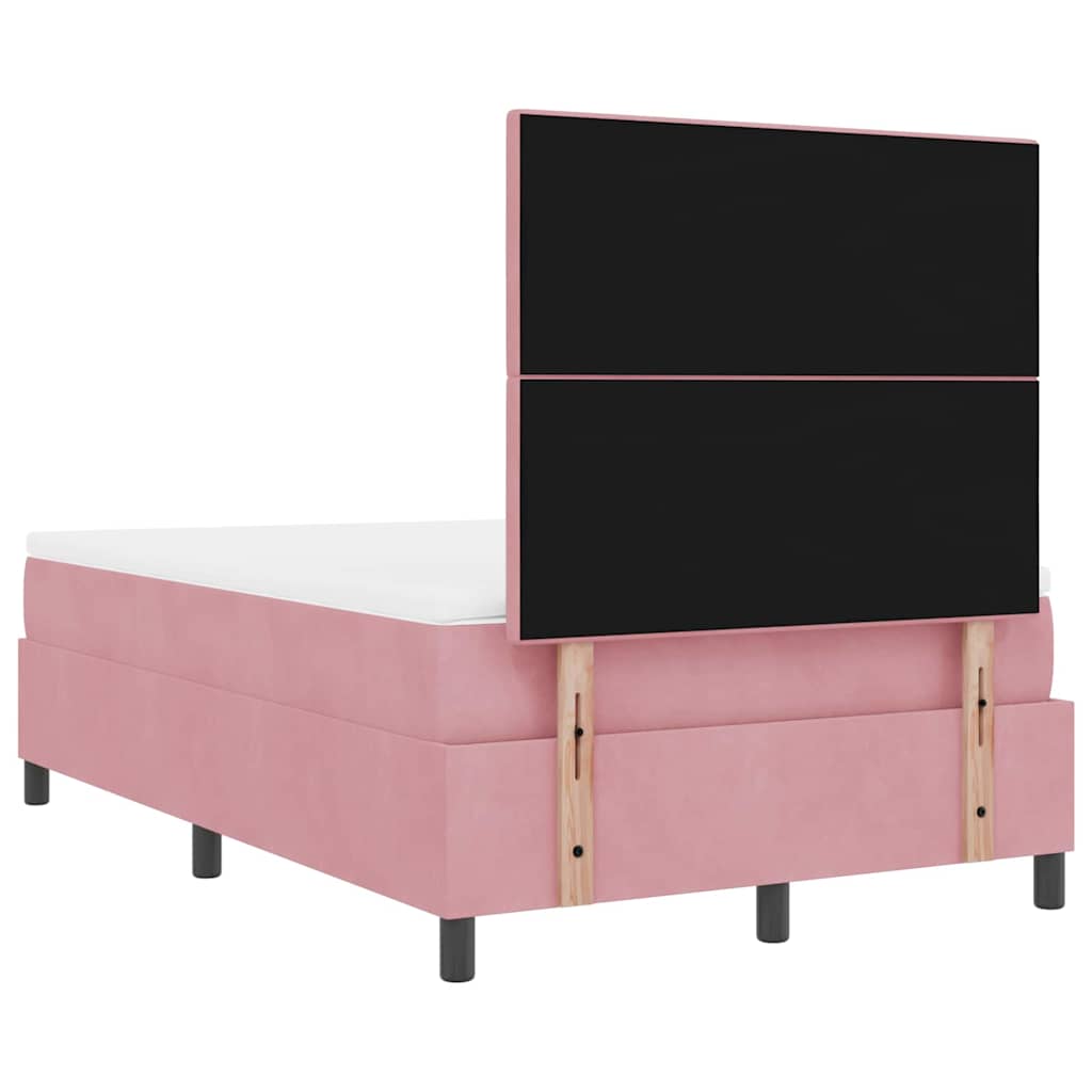 Pat cu arcuri cu saltea cu headboard Roz 120 x 200 cm Catifea GartenMobel Dekor