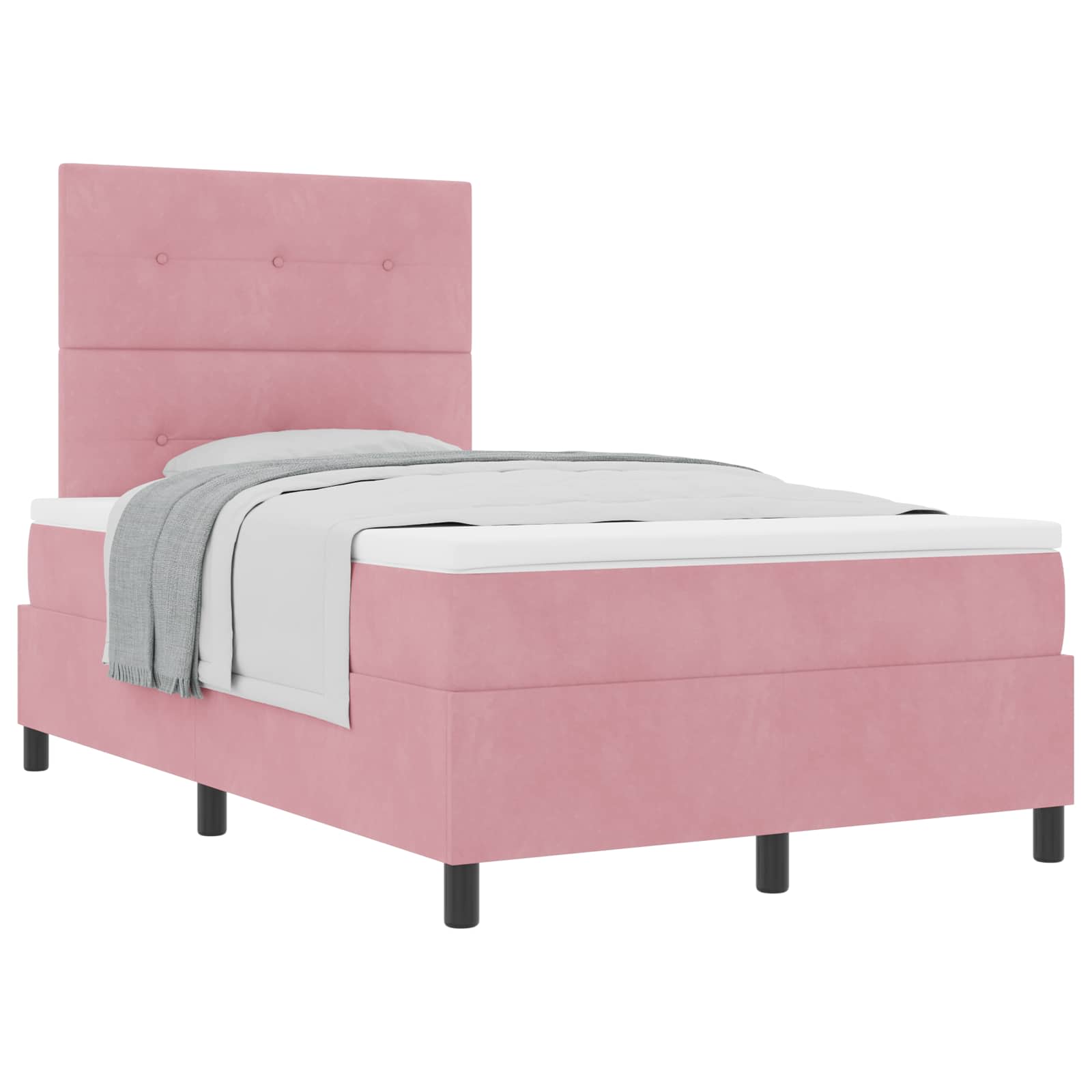 Pat cu arcuri cu saltea cu headboard Roz 120 x 200 cm Catifea GartenMobel Dekor