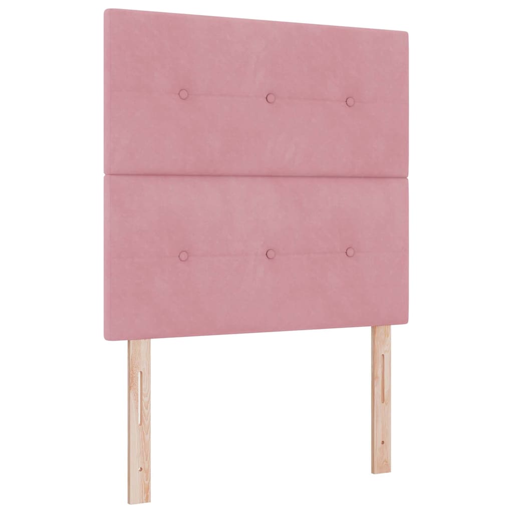 Pat cu arcuri cu saltea cu headboard Roz 120 x 200 cm Catifea GartenMobel Dekor