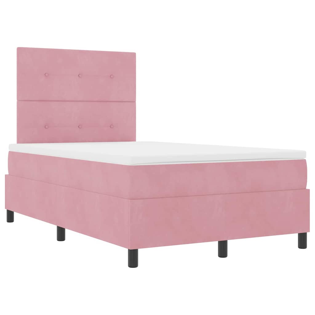 Pat cu arcuri cu saltea cu headboard Roz 120 x 200 cm Catifea GartenMobel Dekor