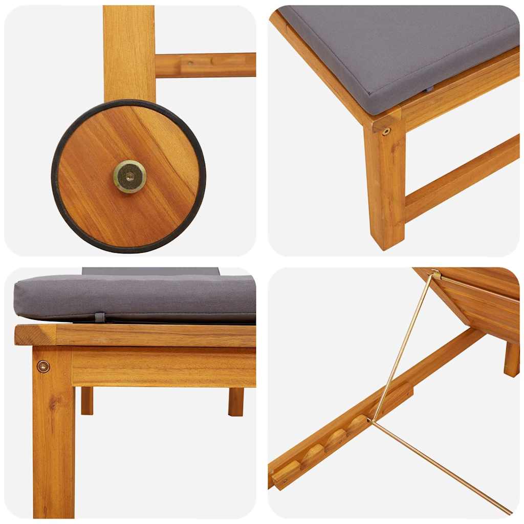 Șezlong 2 pcs Maro Lemn Solid de Acacia GartenMobel Dekor