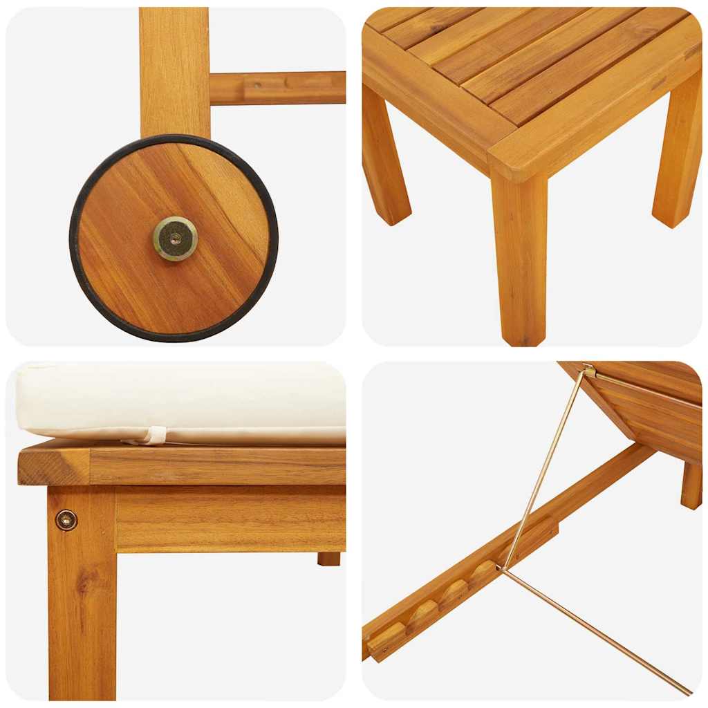 Șezlong 3 pcs Maro Lemn Solid de Acacia GartenMobel Dekor