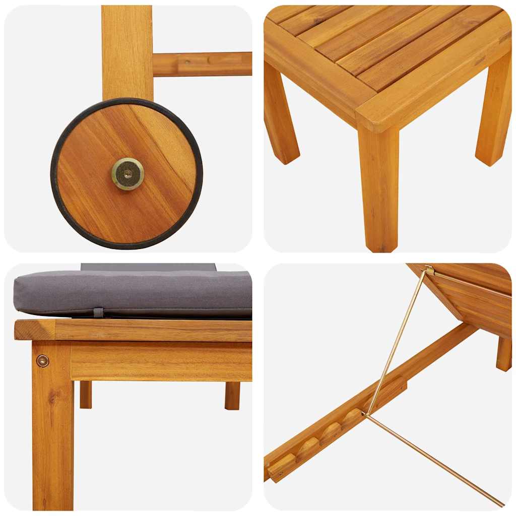 Șezlong 3 pcs Maro Lemn Solid de Acacia GartenMobel Dekor