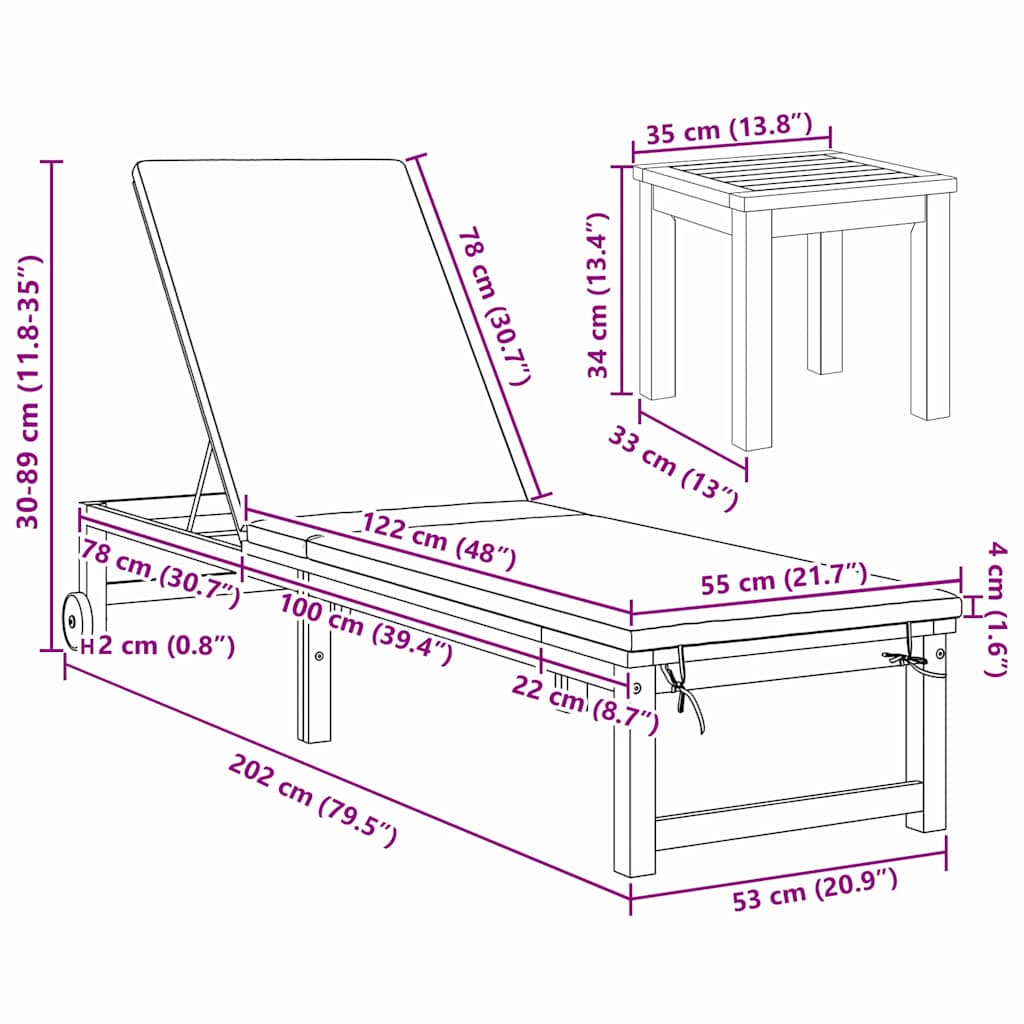 Șezlong 3 pcs Maro Lemn Solid de Acacia GartenMobel Dekor