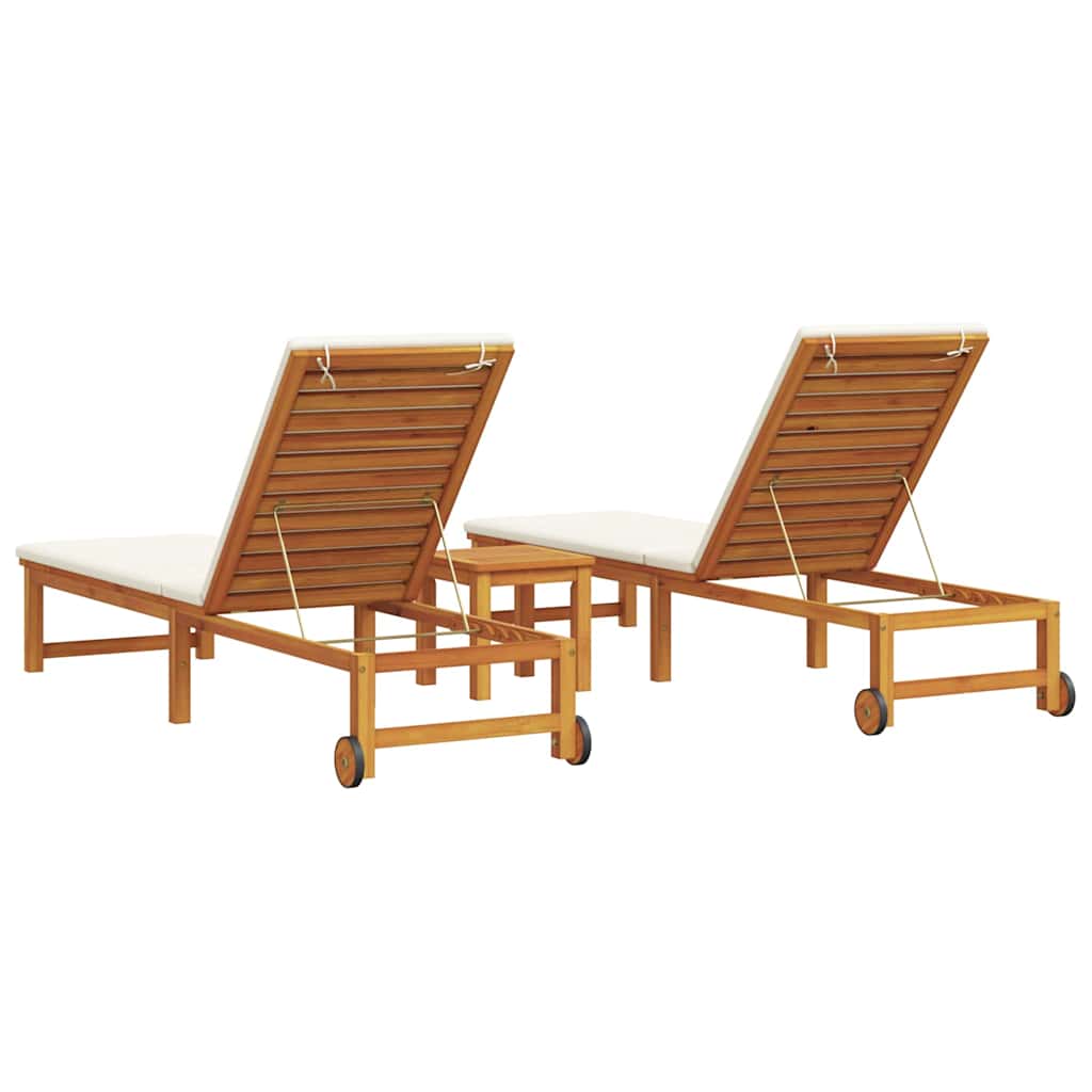 Șezlong 3 pcs Maro Lemn Solid de Acacia GartenMobel Dekor
