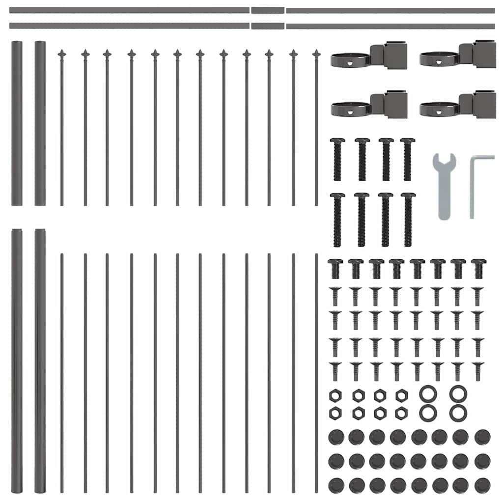 Gard de Grădină 2 pcs Gri 3,4 x 1,5 m Oțel acoperit cu pulbere GartenMobel Dekor