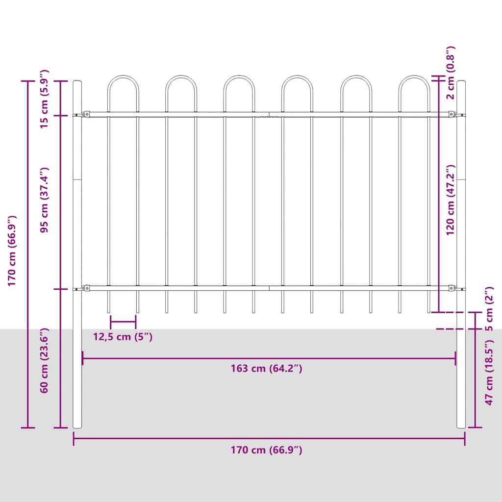 Gard de Grădină 4 pcs Gri 6,8 x 1,2 m Oțel acoperit cu pulbere GartenMobel Dekor