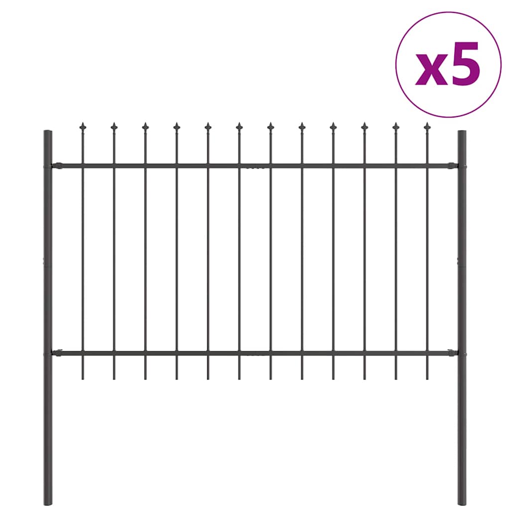 Gard de Grădină 5 pcs Gri 8,5 x 1 m Oțel acoperit cu pulbere GartenMobel Dekor