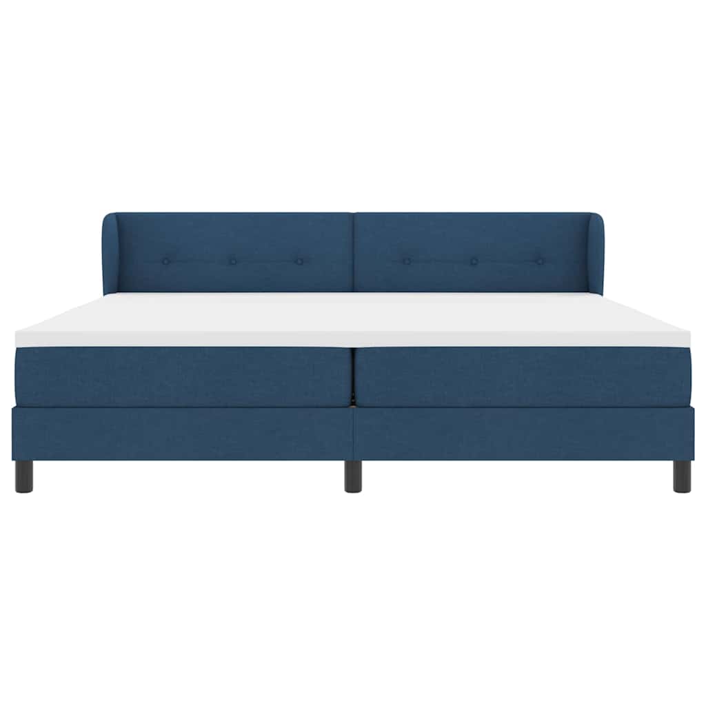 Pat cu arcuri cu saltea albastru 200 x 200 cm țesătură GartenMobel Dekor