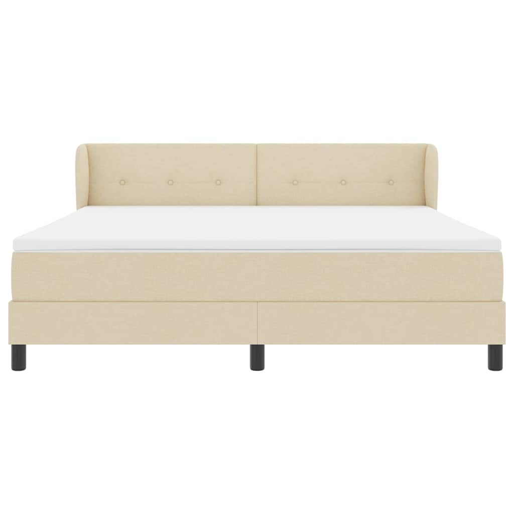 Pat cu arcuri cu saltea cu headboard Crem 180 x 200 cm țesătură GartenMobel Dekor