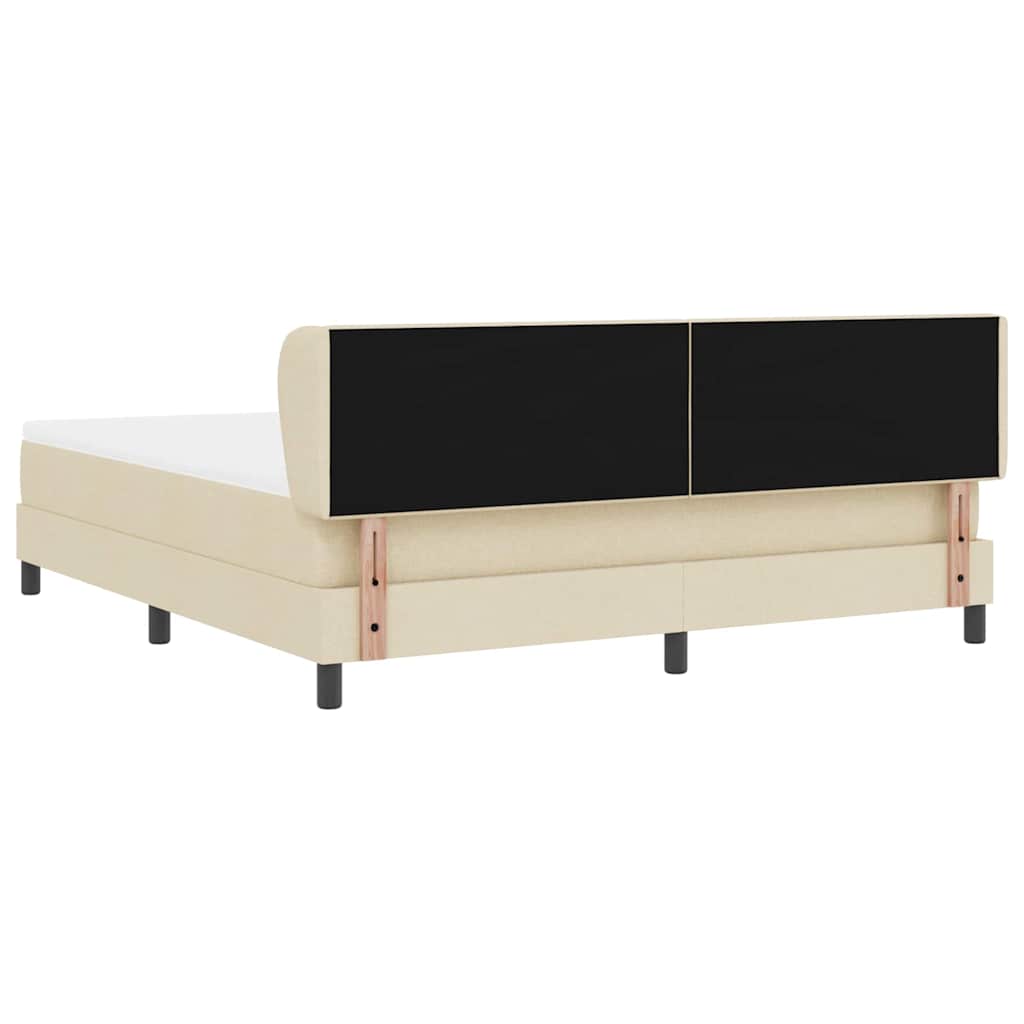 Pat cu arcuri cu saltea cu headboard Crem 180 x 200 cm țesătură GartenMobel Dekor