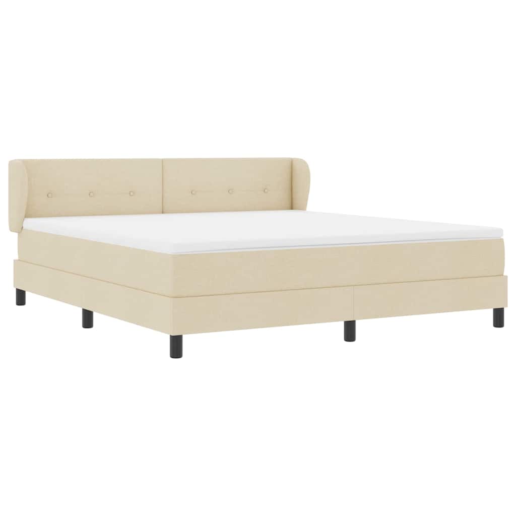 Pat cu arcuri cu saltea cu headboard Crem 180 x 200 cm țesătură GartenMobel Dekor