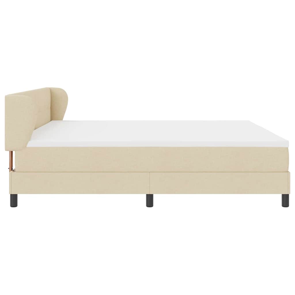 Pat cu arcuri cu saltea cu headboard Crem 200 x 200 cm țesătură GartenMobel Dekor