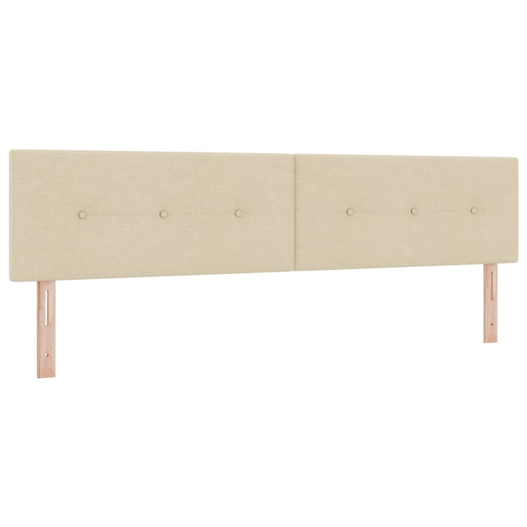 Pat cu arcuri cu saltea cu headboard Crem 200 x 200 cm țesătură GartenMobel Dekor