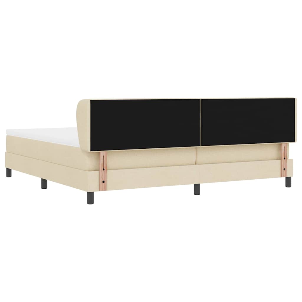Pat cu arcuri cu saltea cu headboard Crem 200 x 200 cm țesătură GartenMobel Dekor