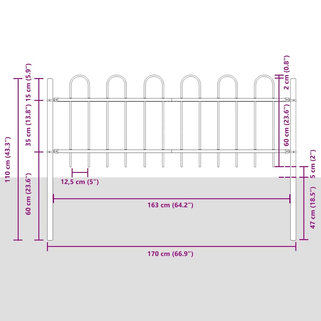 Gard de Grădină 6 pcs Alb 10,2 x 0,6 m Oțel acoperit cu pulbere GartenMobel Dekor