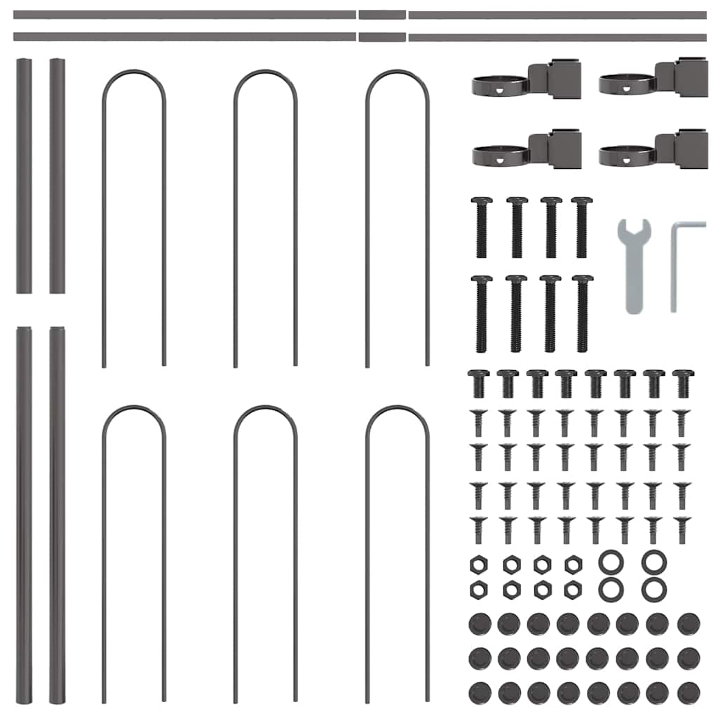 Gard de Grădină 7 pcs Gri 11,9 x 0,8 m Oțel acoperit cu pulbere GartenMobel Dekor