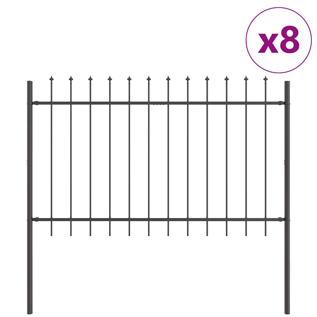 Gard de Grădină 8 pcs Gri 13,6 x 1,2 m Oțel acoperit cu pulbere GartenMobel Dekor